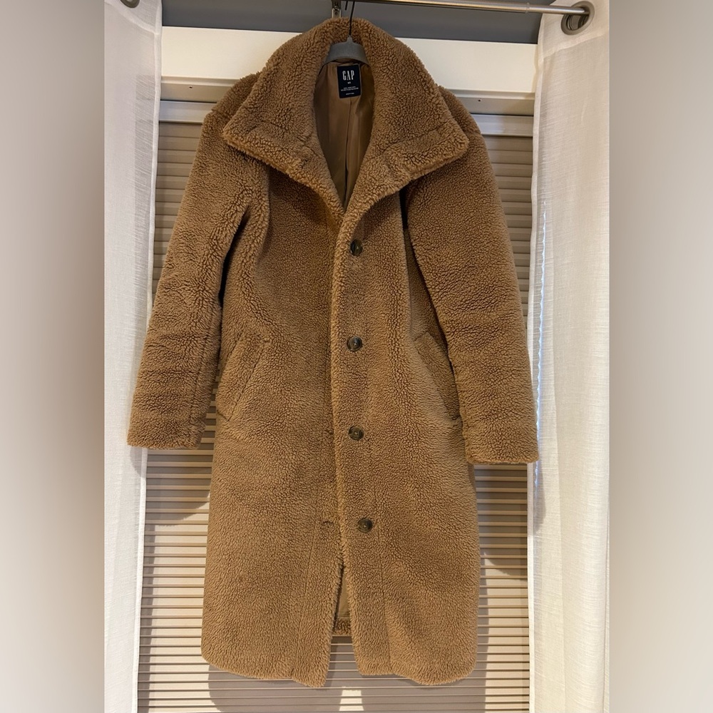 GAP Women’s Long Brown Teddy Coat
